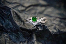 Load image into Gallery viewer, LUOWEND 18K White Gold Real Natural Diamond&Jadeite Ring for Women