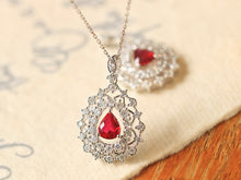 Load image into Gallery viewer, LUOWEND 18K White Gold Natural Ruby Necklace for Women