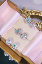 Load image into Gallery viewer, LUOWEND 18K White Gold Natural Green Diamond Earrings for Women
