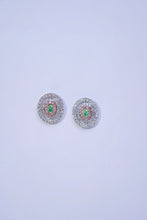 Load image into Gallery viewer, LUOWEND 18K White Gold Natural Green Diamond Earrings for Women
