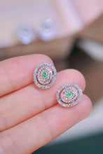 Load image into Gallery viewer, LUOWEND 18K White Gold Natural Green Diamond Earrings for Women