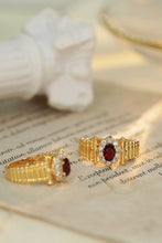 Load image into Gallery viewer, LUOWEND 18K Yellow Gold Real Natural Diamond and Ruby Ring for Women