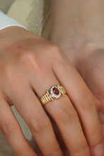 Load image into Gallery viewer, LUOWEND 18K Yellow Gold Real Natural Diamond and Ruby Ring for Women