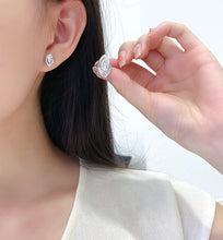 Load image into Gallery viewer, LUOWEND 18K White Gold Natural Diamond Stud Earrings for Women