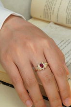 Load image into Gallery viewer, LUOWEND 18K Yellow Gold Real Natural Diamond&Ruby Ring for Women