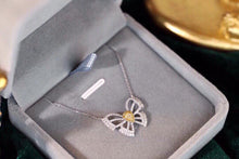 Load image into Gallery viewer, LUOWEND 18K White Gold Real Natural Yellow Diamond Necklace for Women