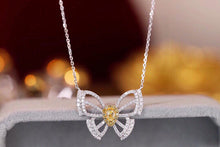 Load image into Gallery viewer, LUOWEND 18K White Gold Real Natural Yellow Diamond Necklace for Women