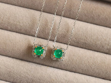 Load image into Gallery viewer, LUOWEND 18K White Gold Natural Emerald Necklace for Women