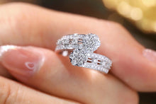 Load image into Gallery viewer, LUOWEND 18K White Gold Real Natural Diamond Ring for Women