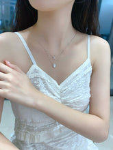 Load image into Gallery viewer, LUOWEND 18K White Gold Natural Diamond Necklace for Women