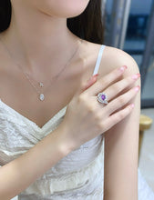 Load image into Gallery viewer, LUOWEND 18K White Gold Natural Diamond Necklace for Women