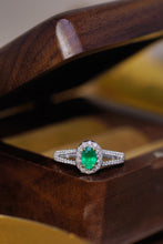 Load image into Gallery viewer, LUOWEND 18K White and Yellow Gold Real Natural Diamond and Emerald Ring for Women