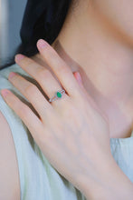 Load image into Gallery viewer, LUOWEND 18K White and Yellow Gold Real Natural Diamond and Emerald Ring for Women