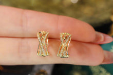 Load image into Gallery viewer, LUOWEND 18K Yellow Gold Real Natural Diamond Hoop Earrings for Women