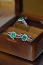 Load image into Gallery viewer, LUOWEND 18K White and Yellow Gold Real Natural Diamond and Emerald Ring for Women