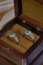 Load image into Gallery viewer, LUOWEND 18K White and Yellow Gold Real Natural Diamond and Emerald Ring for Women