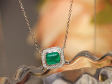 Load image into Gallery viewer, LUOWEND 18K White Gold Natural Emerald Necklace for Women