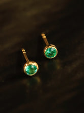 Load image into Gallery viewer, LUOWEND 18K Yellow Gold Fine Jewelry Natural Emerald Earrings for Women