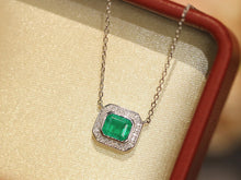 Load image into Gallery viewer, LUOWEND 18K White Gold Natural Emerald Necklace for Women