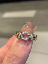 Load image into Gallery viewer, LUOWEND 18K White+Yellow Gold Natural Diamond Ring for Women