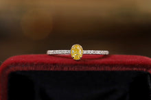 Load image into Gallery viewer, LUOWEND 18K White Gold Real Natural Yellow Diamond Ring for Women