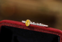 Load image into Gallery viewer, LUOWEND 18K White Gold Real Natural Yellow Diamond Ring for Women