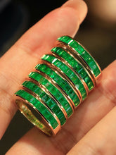 Load image into Gallery viewer, LUOWEND 18K Yellow Gold Natural Emerald Ring for Women