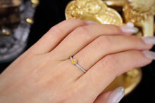 Load image into Gallery viewer, LUOWEND 18K White Gold Real Natural Yellow Diamond Ring for Women