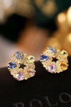 Load image into Gallery viewer, LUOWEND 18K Yellow Gold Real Natural Aquamarine and Diamond Earrings for Women