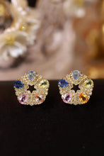 Load image into Gallery viewer, LUOWEND 18K Yellow Gold Real Natural Aquamarine and Diamond Earrings for Women
