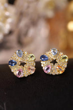 Load image into Gallery viewer, LUOWEND 18K Yellow Gold Real Natural Aquamarine and Diamond Earrings for Women