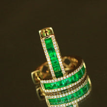 Load image into Gallery viewer, LUOWEND 18K White/Yellow Gold Fine Jewelry Natural Emerald Earrings for Women