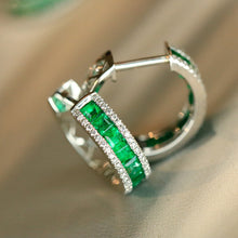 Load image into Gallery viewer, LUOWEND 18K White/Yellow Gold Fine Jewelry Natural Emerald Earrings for Women