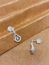 Load image into Gallery viewer, LUOWEND 18K White Gold Natural Diamond Earrings for Women
