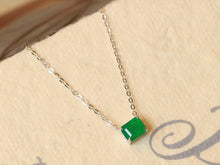Load image into Gallery viewer, LUOWEND 18K White Gold Natural Emerald Necklace for Women
