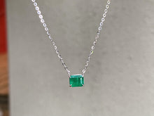 Load image into Gallery viewer, LUOWEND 18K White Gold Natural Emerald Necklace for Women