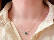 Load image into Gallery viewer, LUOWEND 18K White Gold Natural Emerald Necklace for Women