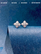 Load image into Gallery viewer, LUOWEND 18K White Gold Natural Diamond Earrings for Women