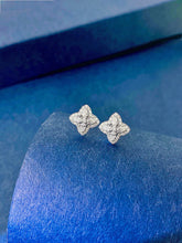 Load image into Gallery viewer, LUOWEND 18K White Gold Natural Diamond Earrings for Women
