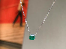 Load image into Gallery viewer, LUOWEND 18K White Gold Natural Emerald Necklace for Women