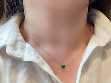 Load image into Gallery viewer, LUOWEND 18K White Gold Natural Emerald Necklace for Women