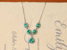 Load image into Gallery viewer, LUOWEND 18K White Gold Natural Emerald Necklace for Women
