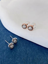 Load image into Gallery viewer, LUOWEND 18K White or Rose Gold Natural Diamond Earrings for Women