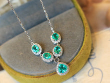 Load image into Gallery viewer, LUOWEND 18K White Gold Natural Emerald Necklace for Women
