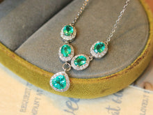 Load image into Gallery viewer, LUOWEND 18K White Gold Natural Emerald Necklace for Women