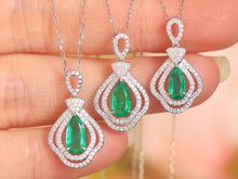 Load image into Gallery viewer, LUOWEND 18K White gold Natural Emerald Necklace for Women