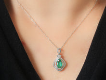 Load image into Gallery viewer, LUOWEND 18K White gold Natural Emerald Necklace for Women