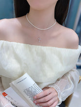 Load image into Gallery viewer, LUOWEND 18K White Gold Natural Diamond Pendant Necklace for Women