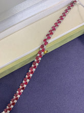 Load image into Gallery viewer, LUOWEND 18K White Gold Real Natural Ruby and Diamond Gemstone Bracelet for Women