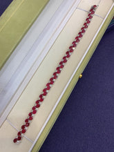 Load image into Gallery viewer, LUOWEND 18K White Gold Real Natural Ruby and Diamond Gemstone Bracelet for Women